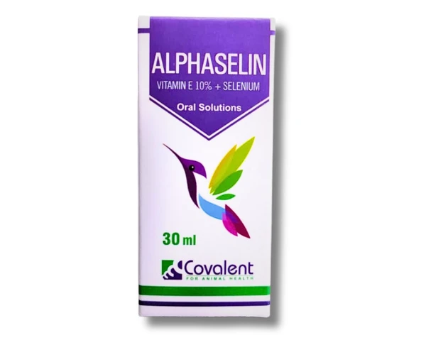Expiry 5-2025 Covalent Alphaselin Vitamin E 10% + Selenium Oral Solutions For Birds 30 ml